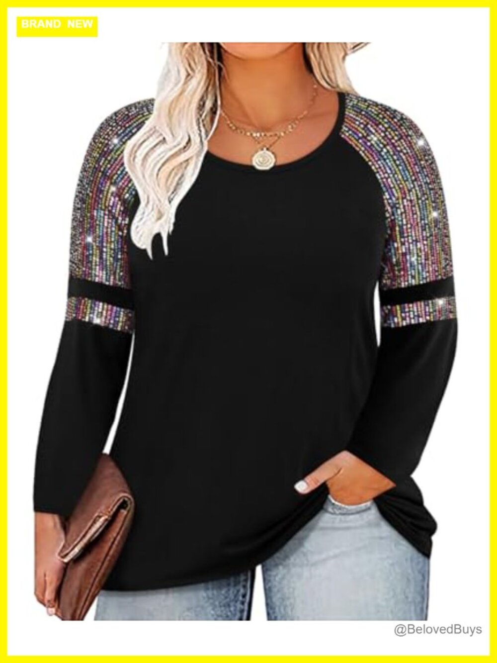 Plus Size Womens Long Sleeve Tunic Top Crewneck Loose Fit Casual Pullover